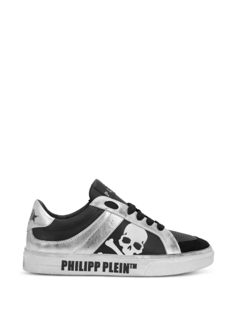 Philipp Plein Retrokickz skull-motif leather sneakers Black LAESUSC0986PLE010N