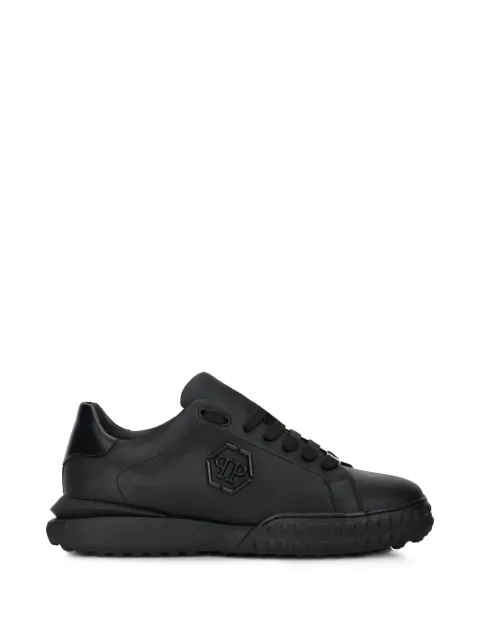 Philipp Plein hexagon-logo leather sneakers Black LAESUSC0985PLE010N