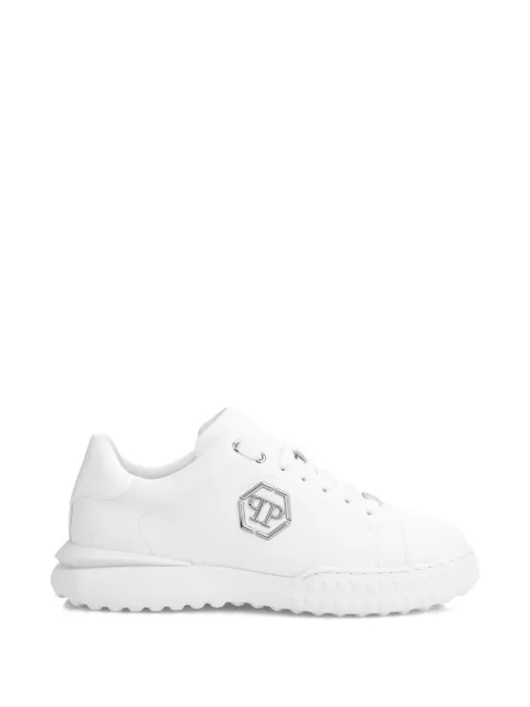 Philipp Plein logo-plaque leather sneakers White LAESUSC0985PLE010N