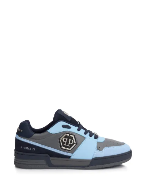 Philipp Plein P-Force 78 logo-plaque leather sneakers Blue LAESUSC0979PLE022N