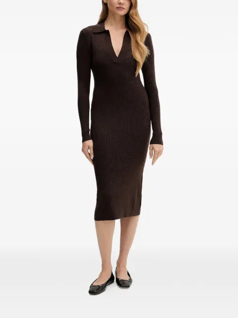 MC2 Saint Barth V-neck ribbed midi dress Brown OCT0001