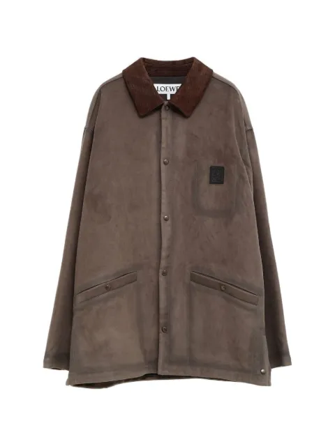 LOEWE corduroy-collar logo-patch jacket Brown H526Y02WDO