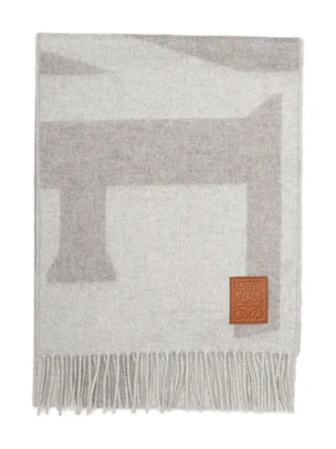 LOEWE logo fringed scarf Grey FSA3SS1W04