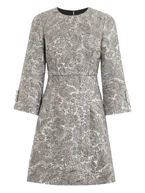 Dolce & Gabbana floral-jacquard lamé mini dress Silver F6TZIZFJZAL
