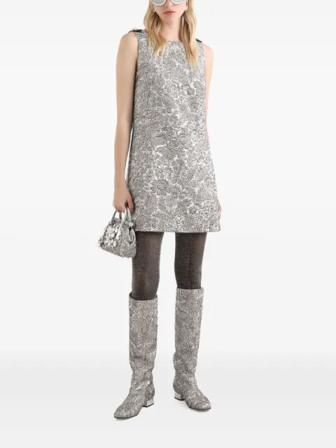 Dolce & Gabbana floral-jacquard mini dress Silver F6TMLZFJZAL