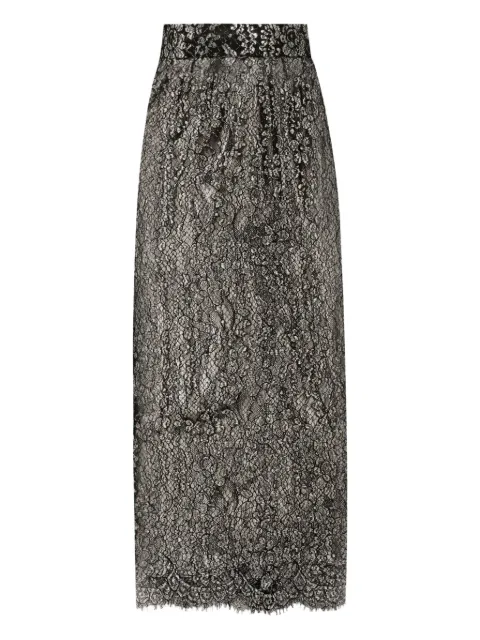 Dolce & Gabbana lamé lace midi skirt Black F4B7ITILMCF