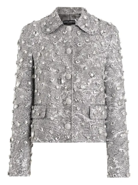 Dolce & Gabbana floral-jacquard single-breasted jacket Silver F29UEZGDDG9