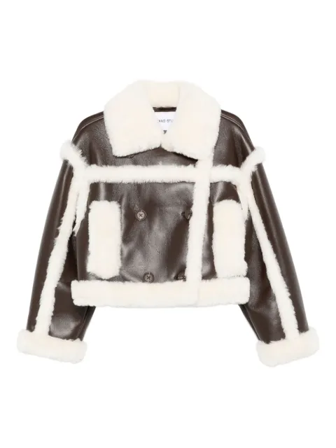 STAND STUDIO button-fastening shearling jacket Brown 610909149