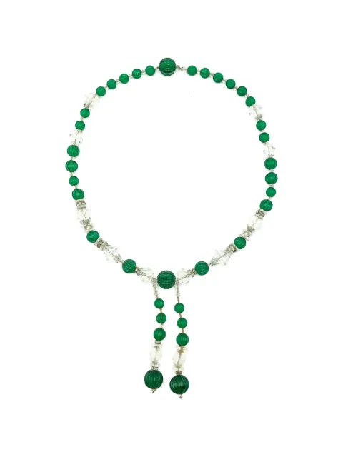 Jennifer Gibson Jewellery 1920s art deco french melon cut emerald sautoir Silver JGJEMERALDNKL