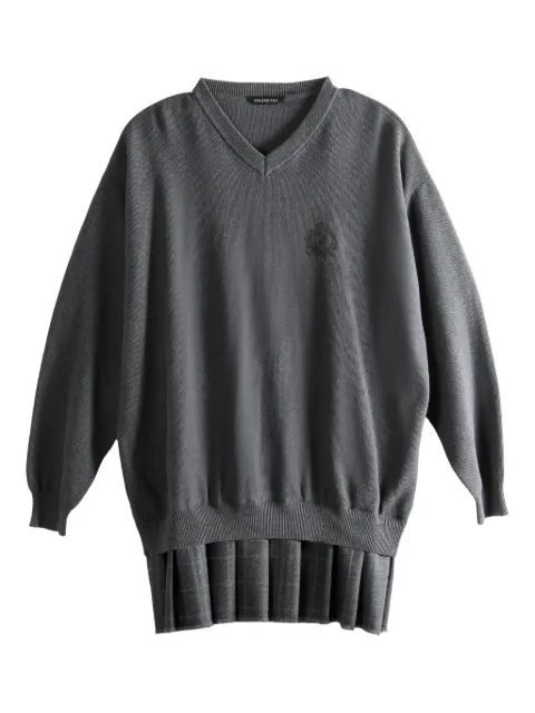 Balenciaga V-neck pleated dress Grey 850289T34241167