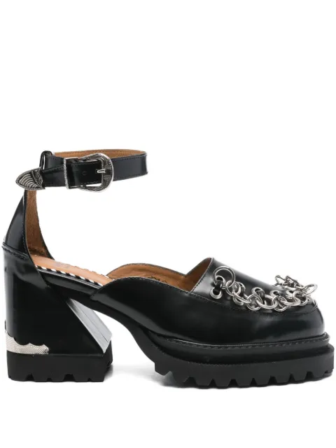 Toga Pulla 80mm chain-detail ankle-strap pumps Black AJ1419