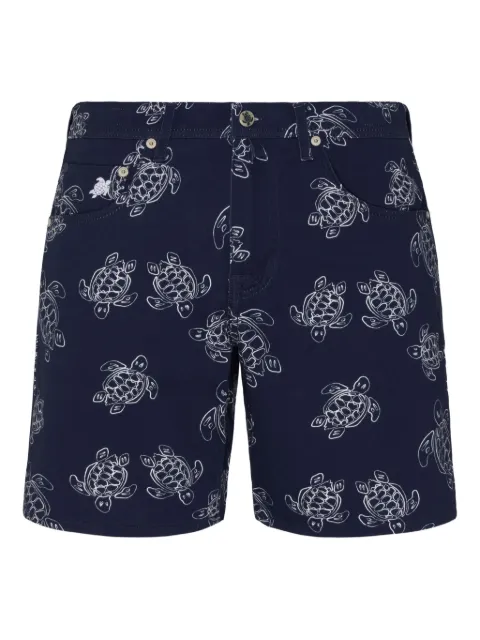 Vilebrequin five-pocket turtle-print bermuda shorts Blue GRND9036