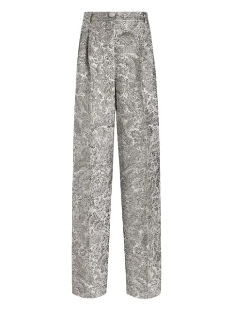 Dolce & Gabbana floral-jacquard lamé trousers Silver FTC9BZFJZAL