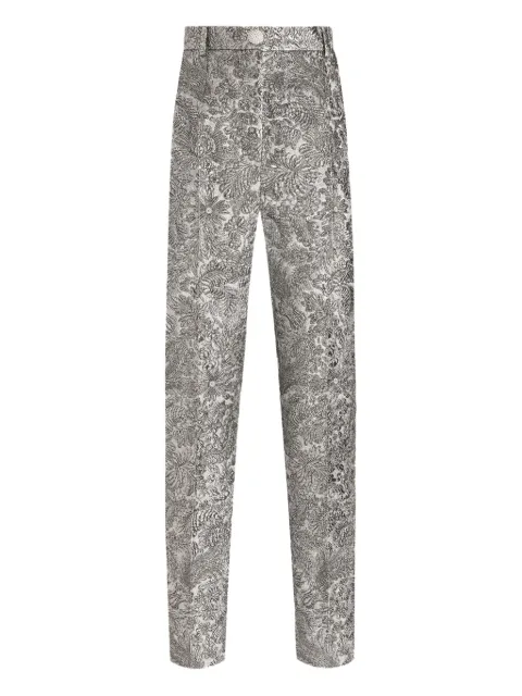 Dolce & Gabbana floral-jacquard trousers Silver FTAM2ZFJZAL