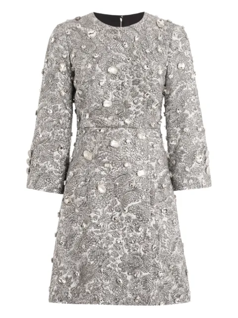 Dolce & Gabbana floral-jacquard lamé mini dress Silver F6TZIZGDDG9