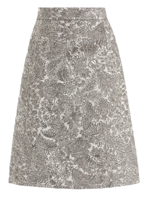 Dolce & Gabbana floral-jacquard lamé skirt Silver F4DAGTFJZAL