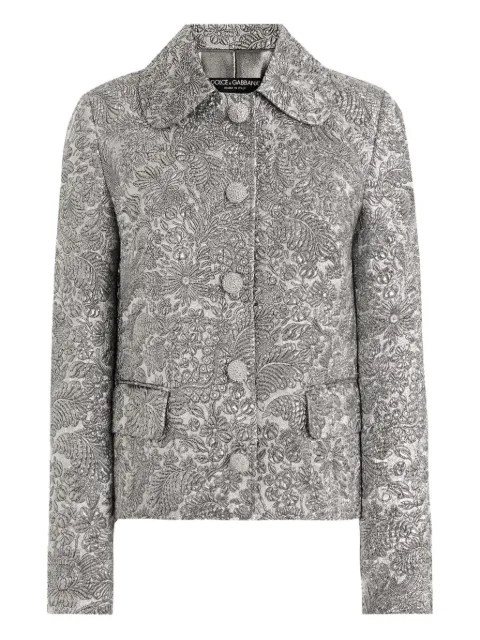 Dolce & Gabbana floral jacquard single-breasted jacket Silver F27IFZFJZAL