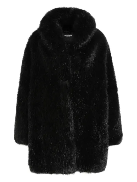 Dolce & Gabbana fur-effect coat Black F0W0NFFUSZ9