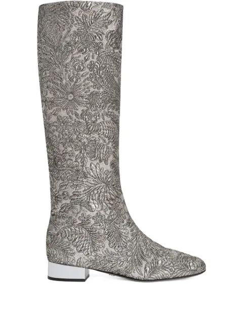 Dolce & Gabbana Brocade block-heel boots Silver CU1235AV760