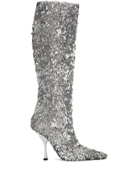 Dolce & Gabbana sequin-embellished boots Silver CU1294AY641