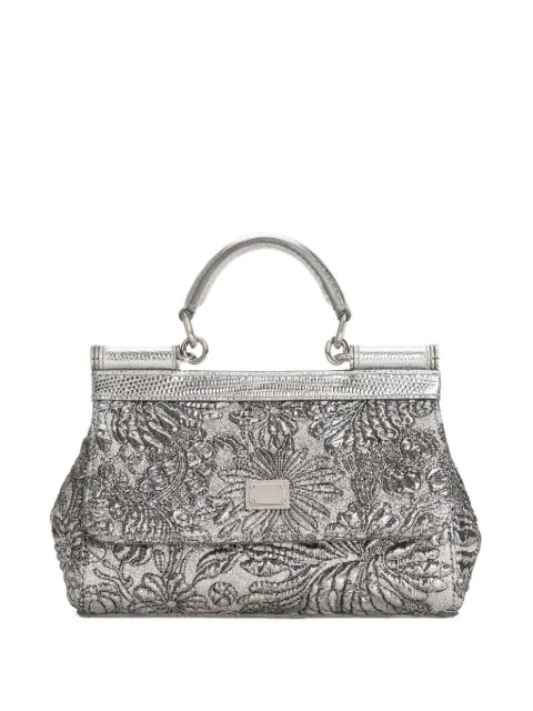 Dolce & Gabbana mini Sicily brocade shoulder bag Silver BB7116BR817