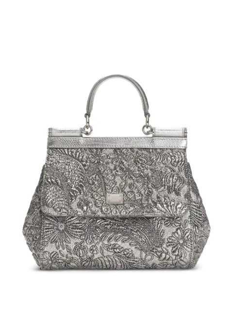 Dolce & Gabbana medium Sicily brocade tote bag Silver BB6003BR817