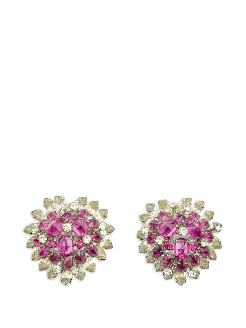 Christian Dior Pre-Owned 1960s crystal heart earrings Silver DIORPINKHRTERG