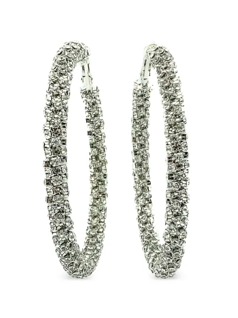 Jennifer Gibson Jewellery 2000s megahuge crystal silver hoop earrings Silver JGJMEGACRYSTERG