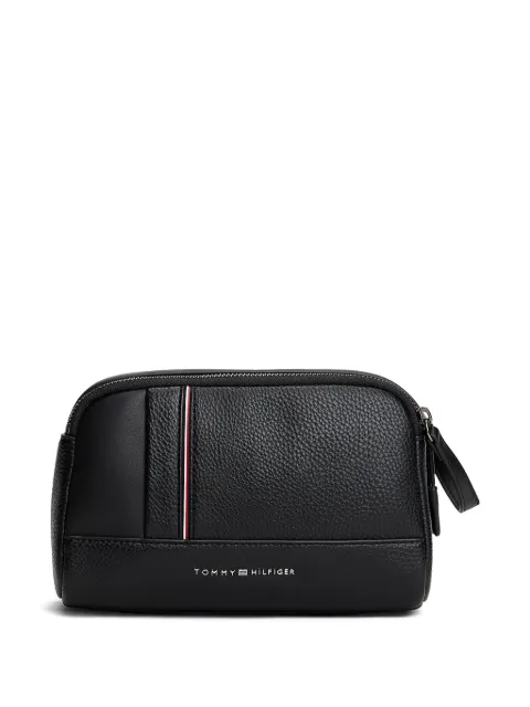 Tommy Hilfiger stripe zip wash bag Black AM0AM13748BDS
