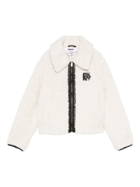 DKNY logo-patch zip-up jacket White P5MJ6C80