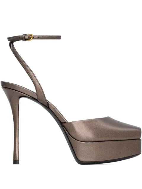 Saint Laurent platform ankle strap sandals Brown 8397030NL00A