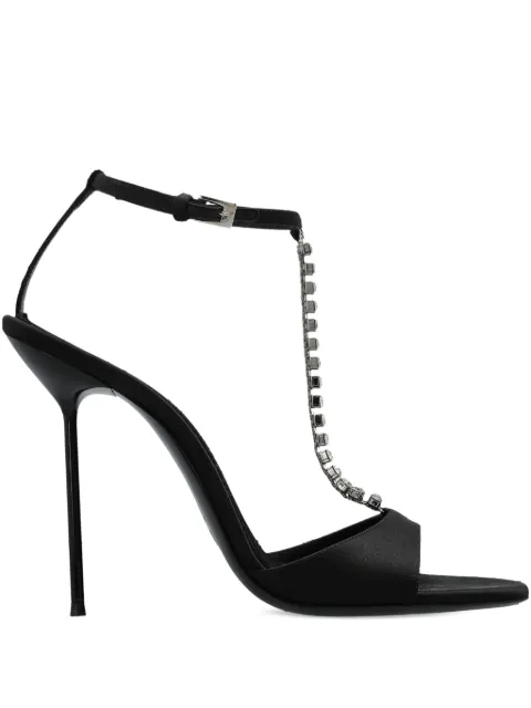 Paris Texas 105mm Lidia T-Strap crystal-chain heeled sandals Black PX1766XSTCR