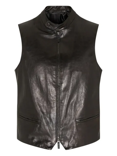 Giorgio Armani zip-up leather gilet Black GM002237AF20392