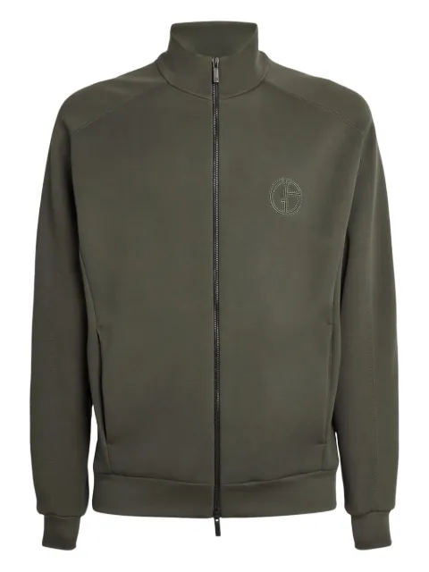Giorgio Armani logo-embroidered zip-up sweatshirt Green GM000230TE10668