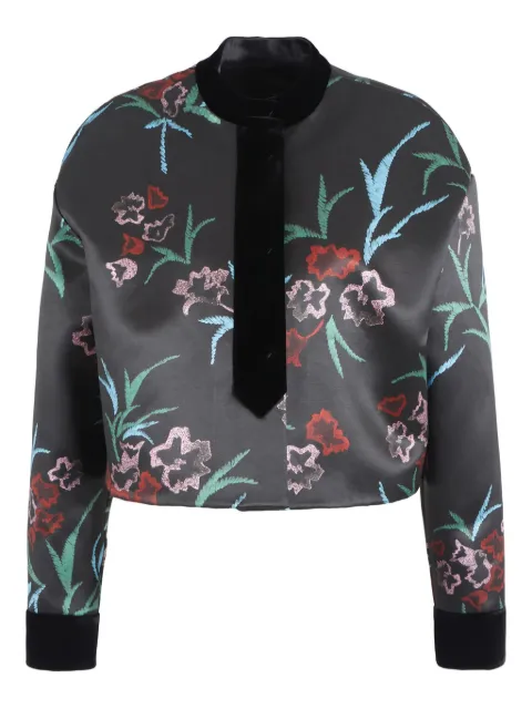Giorgio Armani floral-print cropped jacket Black GW000150TE11923