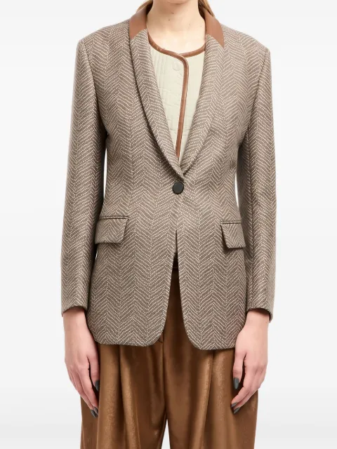 Giorgio Armani chevron-jacquard single-breasted blazer Neutrals GW001951TE16712