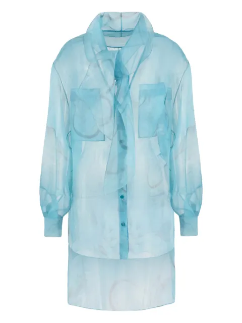Giorgio Armani floral-print silk shirt Blue GW000260TE10859