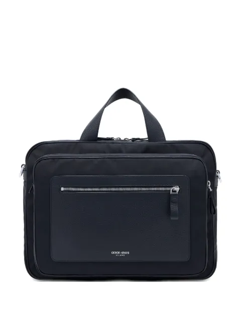 Giorgio Armani logo-stamp panelled briefcase Black GM002321AF14204