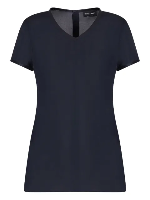 Giorgio Armani V-neck silk blouse Blue 8CHCCZ01TZ136UBUL