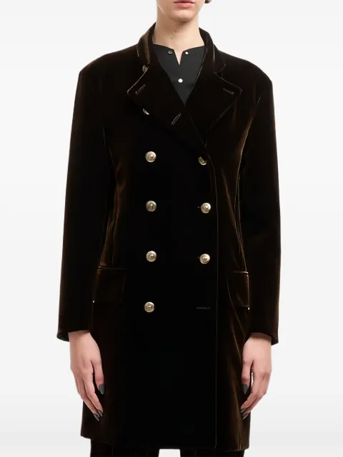 Giorgio Armani velvet-effect double-breasted coat Brown GW001897TE10831