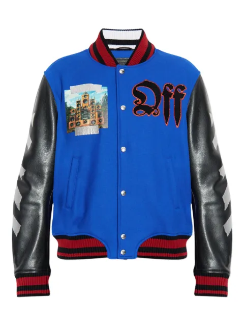 Off-White embroidery-logo bomber jacket Blue OMJA122F25LEA0014684