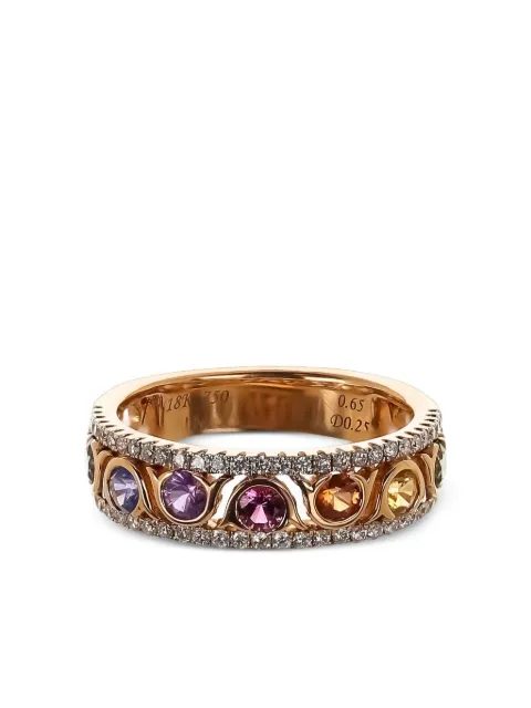 Lisa Nik 18kt rose gold circle Rainbow Sapphire ring Pink RNBWBNDRD26
