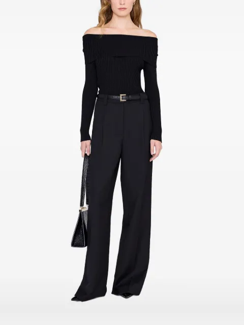 ANINE BING Kira off-shoulder ribbed sweater Black A0911556