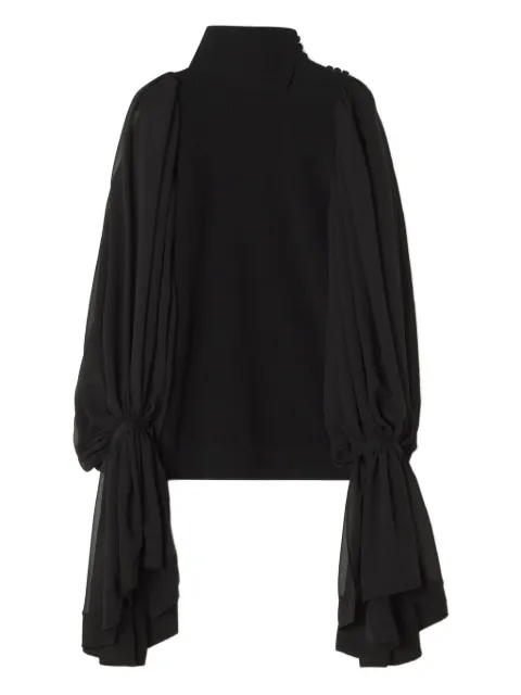Lanvin chiffon sleeve roll-neck top Black RWTO00026062H25