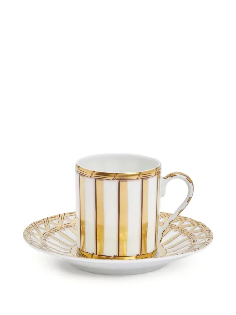 Pinto Paris Vannerie striped coffee cup and saucer White APKFVAK
