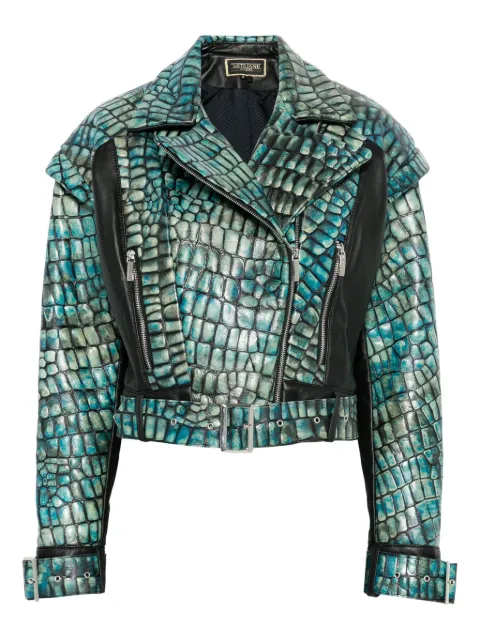 MITILIANE COUTURE embossed leather jacket Green 5942664541497
