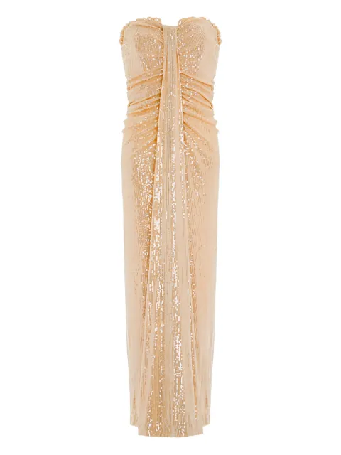 Needle & Thread Amora strapless dress Gold DGCT93RPS25ANT