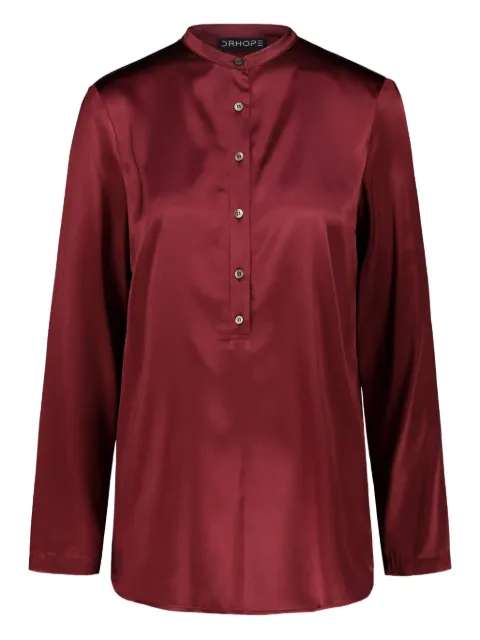 DRHOPE mandarin-collar silk top Red 462635