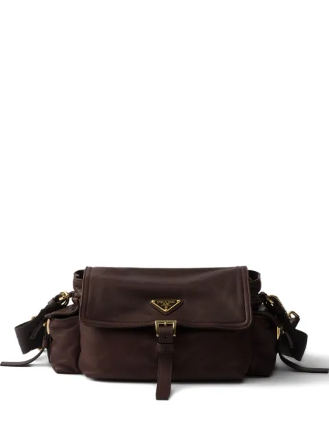 Prada Explore medium nappa leather shoulder bag with flap Brown 1BD3942DX8