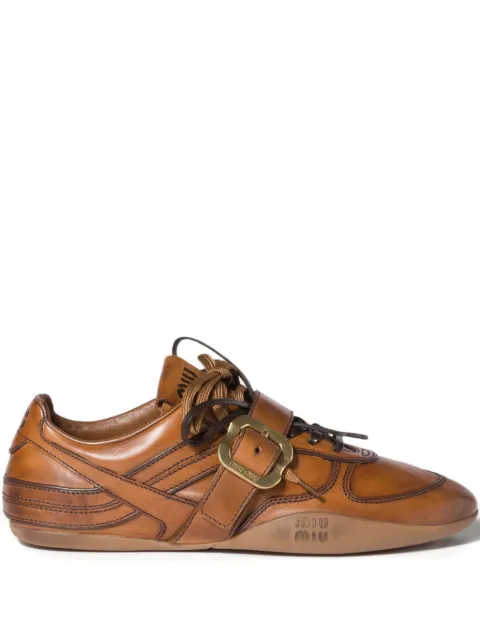 Miu Miu Gymnasium buckle-strap leather sneakers Brown 5E549EFA005537